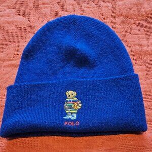 Royal Blue Ralph Lauren Polo Basketball Bear Beanie/Toque